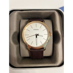 Fossil BQ2371 Luther White Dial Brown Leather Strap Men's Watch